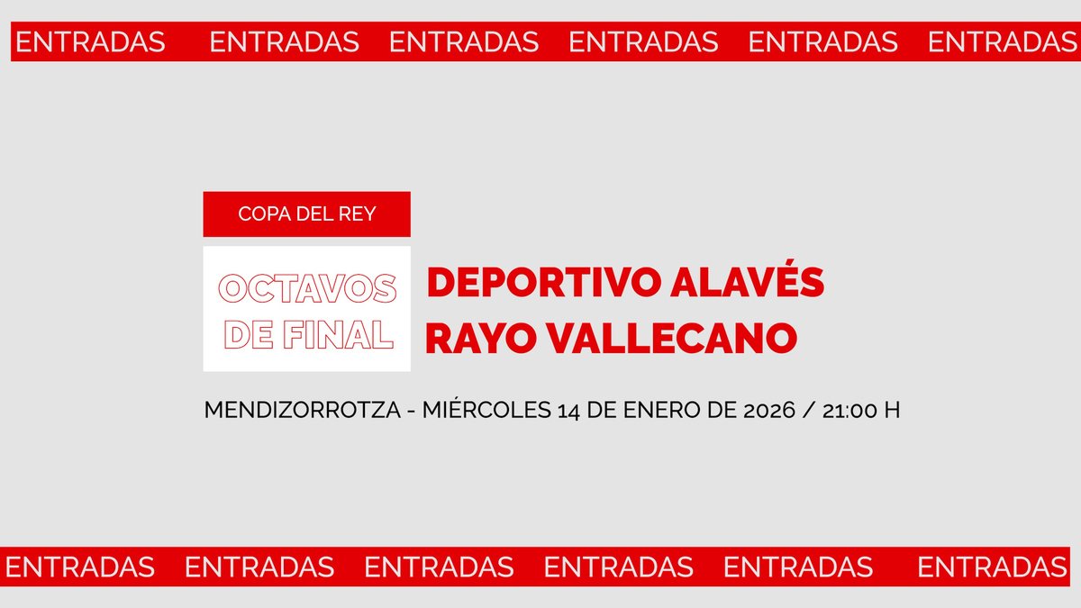 Rayo Vallecano deschide vânzările de bilete pentru meciul din Copa del Rey Fanii echipei Rayo Vallecano pot să își achiziționeze bilete pentru partida din optimile de finală ale Cupei Regelui, care se va desfășura pe 14 ianuarie împotriva celor de la Deportivo Alavés