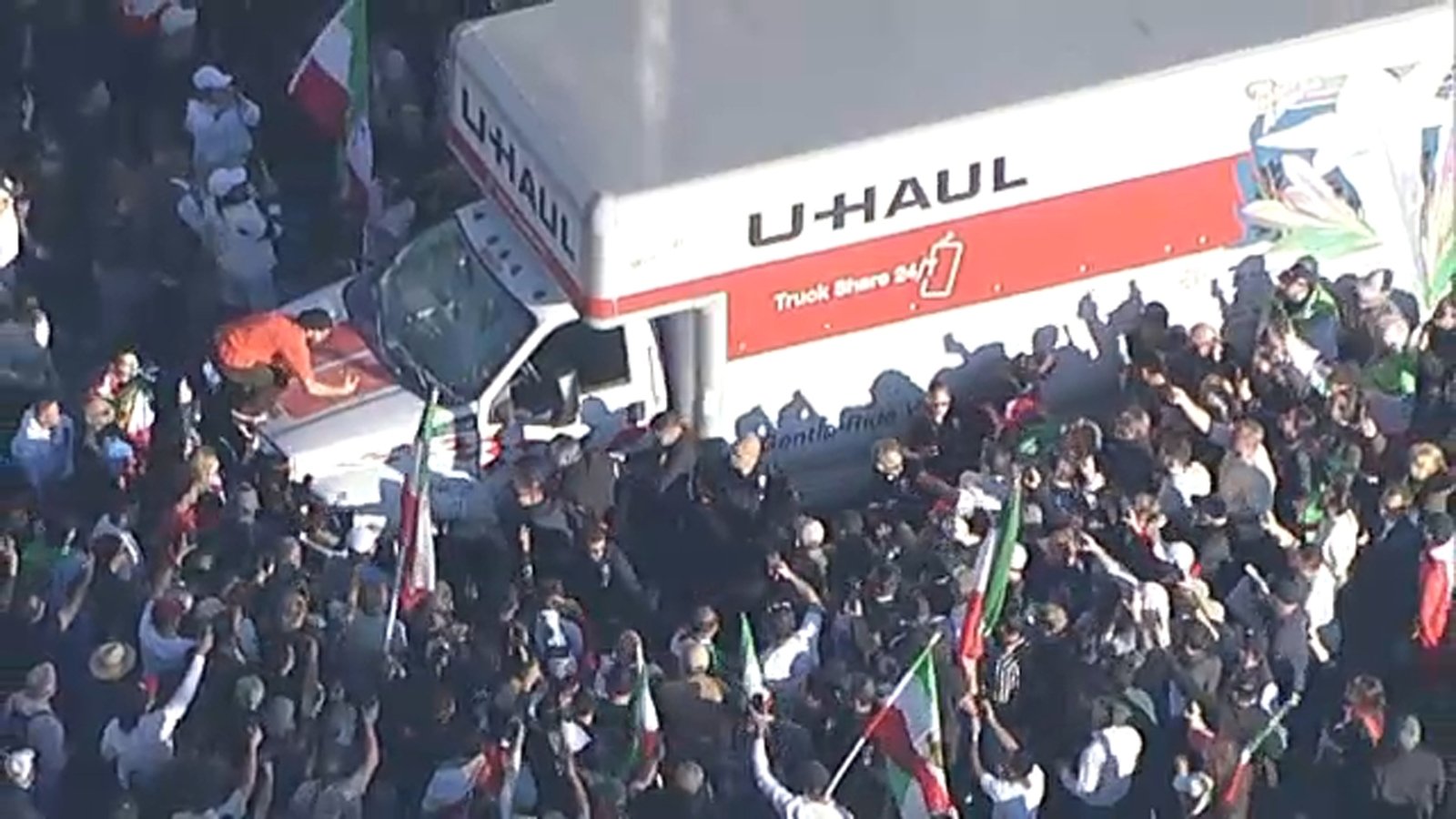 Chaos erupts as U-Haul drives into crowd during anti-Iranian regime rally in Westwood