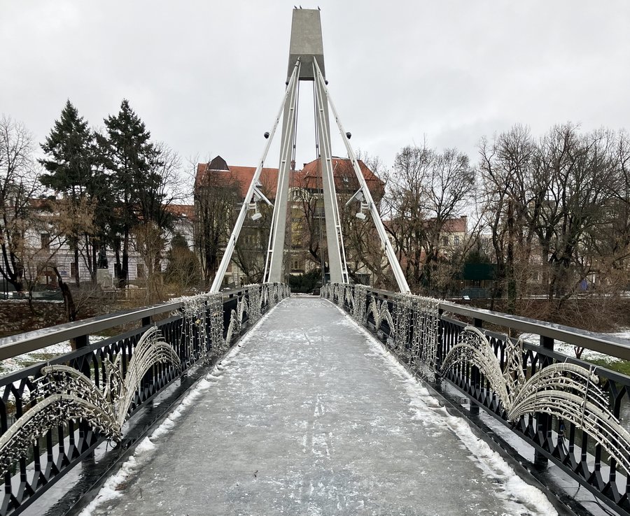 Podul Intelectualilor din Oradea, modernizat în urmă cu trei ani, a devenit recent un subiect de discuție din cauza condițiilor meteo nefavorabile