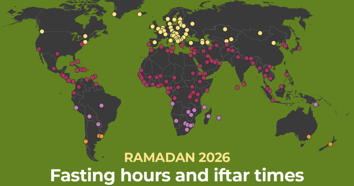 Ramadan 2026: Fasting între 12 și 15 ore, în funcție de locație Primul zi de Ramadan 2026 va începe pe 18 februarie, conform anunțului făcut de autoritățile saudite după observarea lunii, un moment foarte așteptat de comunitățile musulmane din întreaga lume