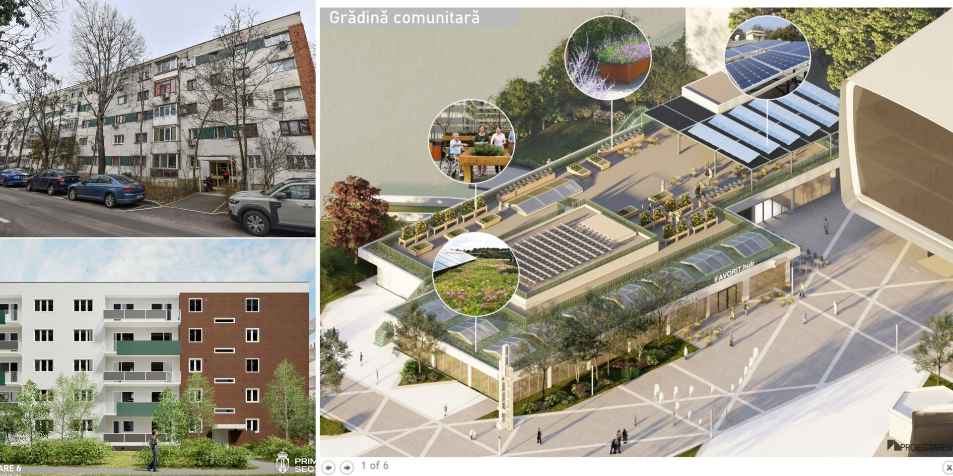 Bloc Favorit regenerat, cu acoperiș verde, și centru de inovare în Sector 6
