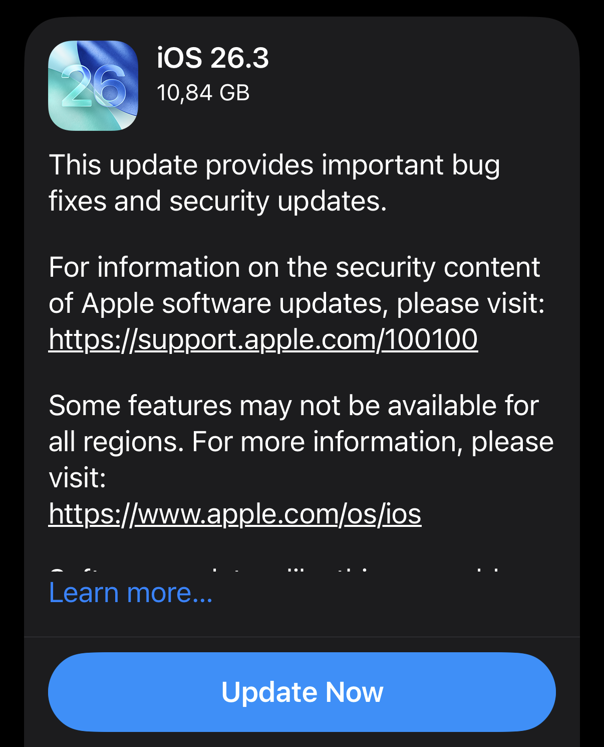 Apple lansează iOS 26.3: O actualizare masivă, dar cu schimbări subtile În această seară, Apple a făcut public noul sistem de operare iOS 26.3, un pachet impresionant de aproape 11GB destinat utilizatorilor de iPhone, inclusiv celor care dețin un model de ultimă generație, precum iPhone 16 Pro