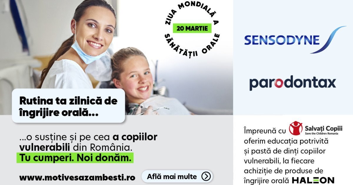 Zeci de copii din comunități vulnerabile din România vor putea accesa facilitatea esențială a igienei orale, datorită unui parteneriat între compania farmaceutică Haleon România și organizația Salvați Copiii