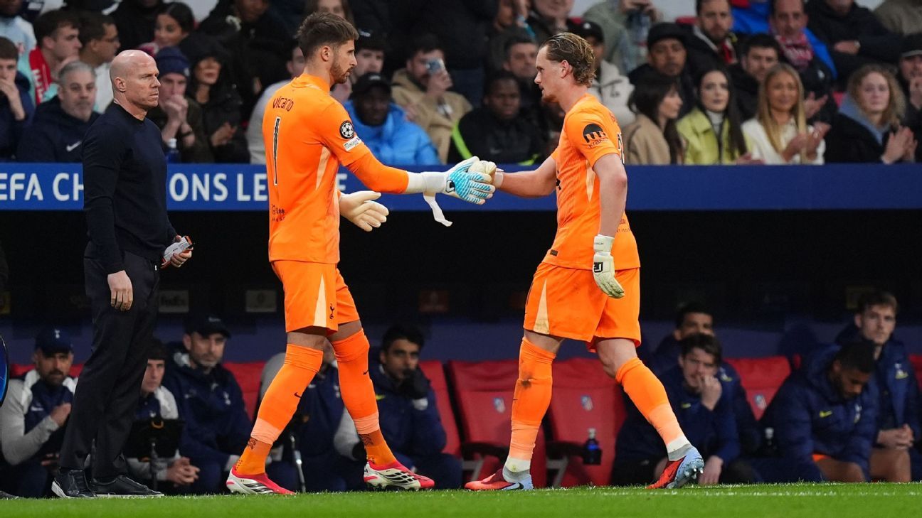 Spurs goalkeeper Antonin Kinsky substituted after Atlético score 3 in 15 minutes