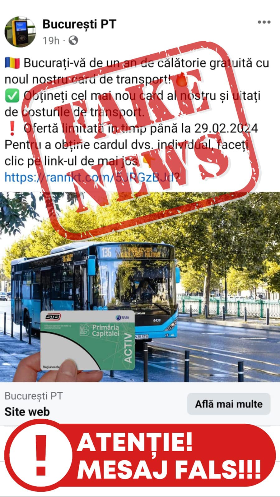 Atenție, călătorii din Capitală! În timp ce transportul public din București continuă să fie o opțiune esențială pentru mii de oameni zilnic, circulația online s-a umplut de false campanii de recompense, care promit premii sau carduri gratuite, distribuindu-se pe site-uri neverificate