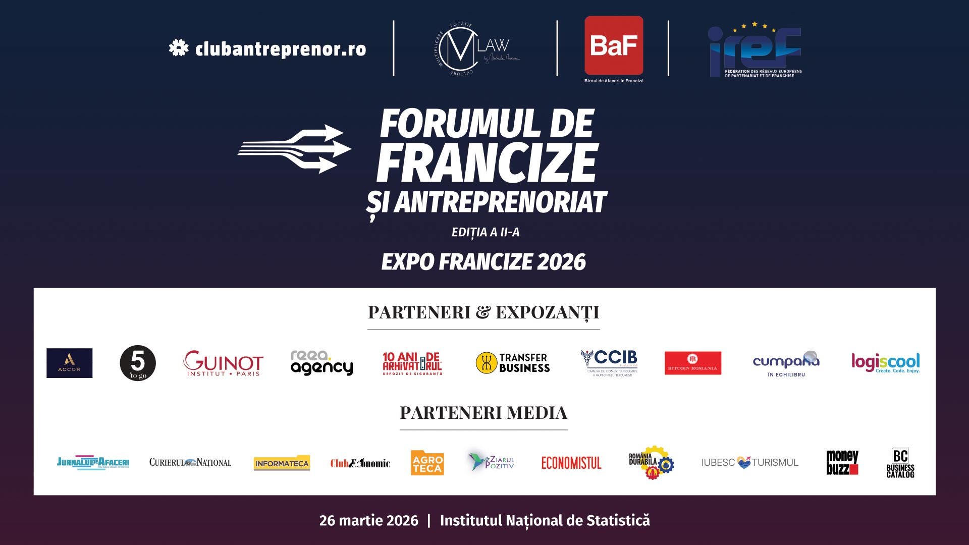Joi, 26 martie 2026, Institutul Național de Statistică a găzduit a doua ediție a Forumului de francize și antreprenoriat, eveniment de referință pentru piața de franciză din România