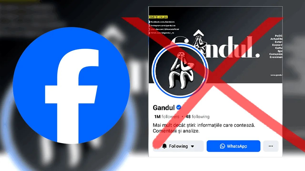 Meta, compania care operează Facebook, a închis pagina ziarului Gândul pe 22 februarie 2026, fără niciun avertisment