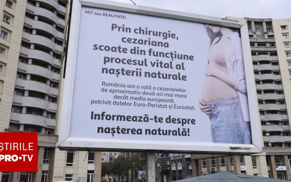 Colegiul Medicilor, atac la panourile pro-cezariană din București!