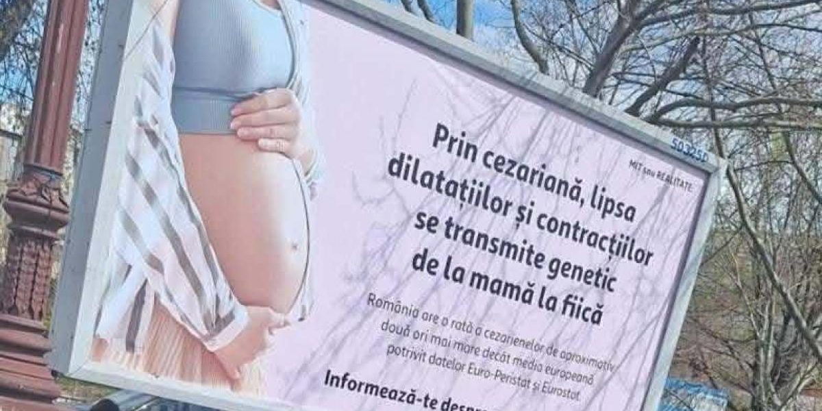 Panourile anti-cezariană în București, contestate dur de Colegiul Medicilor