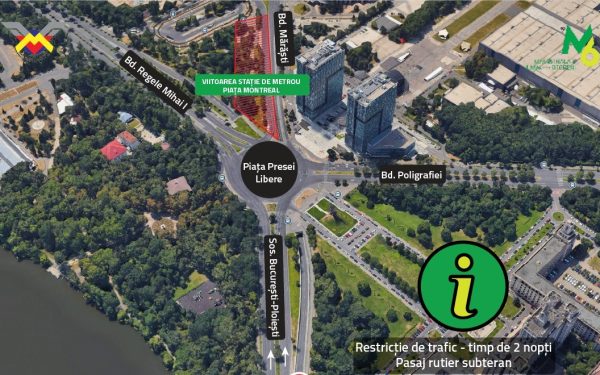Restricții de circulație în Pasajul Piața Presei Libere din București