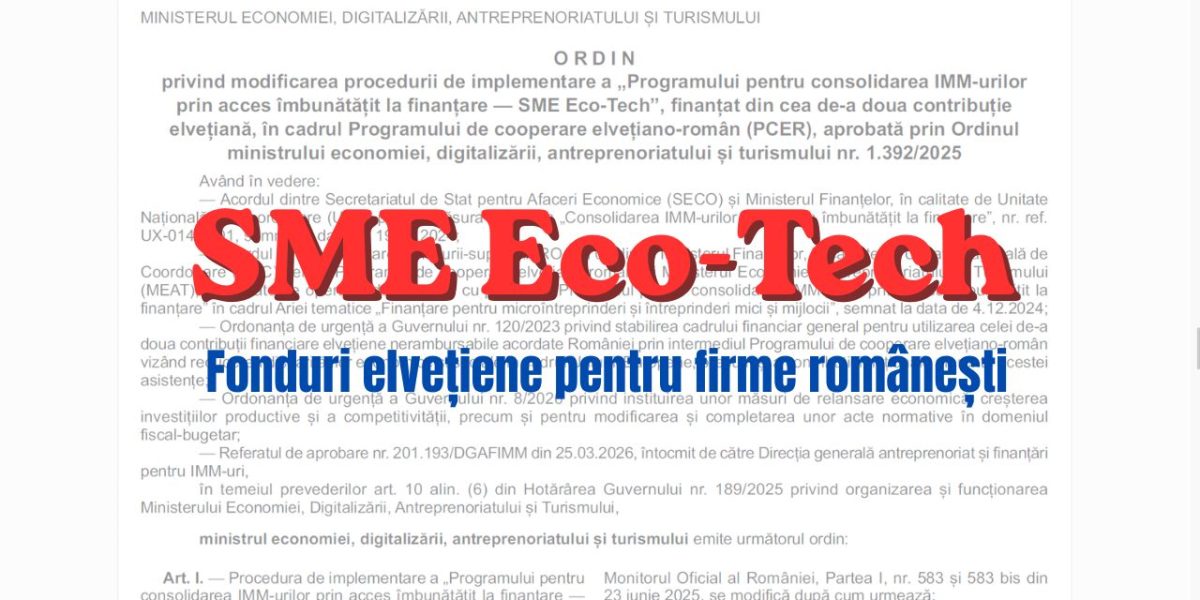 Fonduri elvețiene de 288 milioane lei pentru firmele din România, modificate înainte de lansare