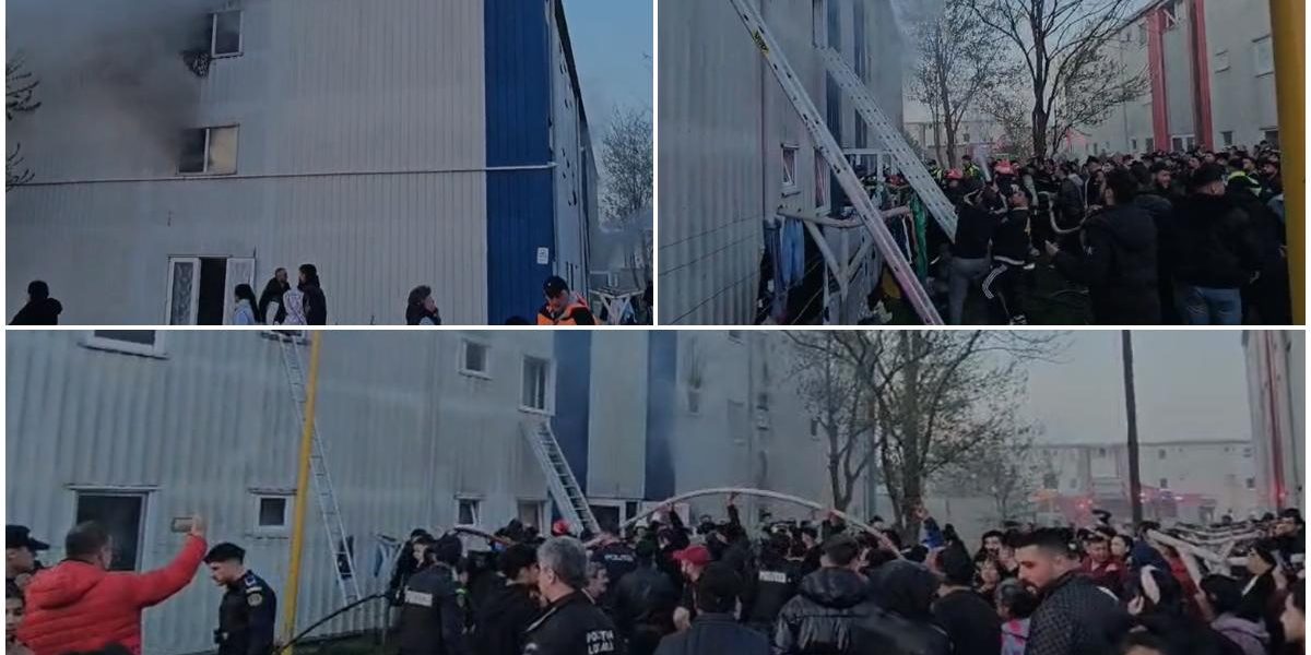 Incendiu în Constanța: 12 persoane, 4 copii, la spital