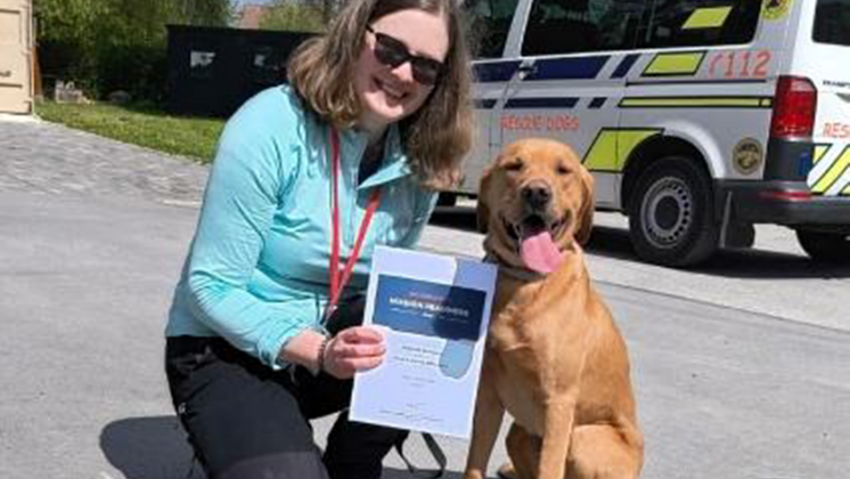 Tobi, primul câine român de salvare certificat internațional: Lucrează non-stop!