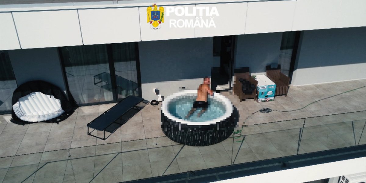ROMÂN căutat internațional, săltat din piscină, pe terasă