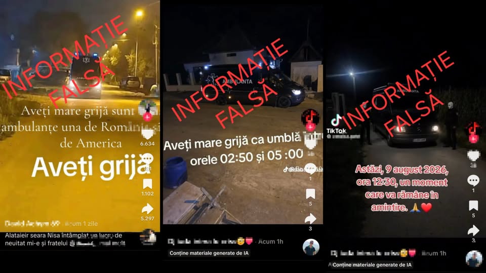 Ambulanța neagră, falsă: MAI dezminte fake news de pe TikTok