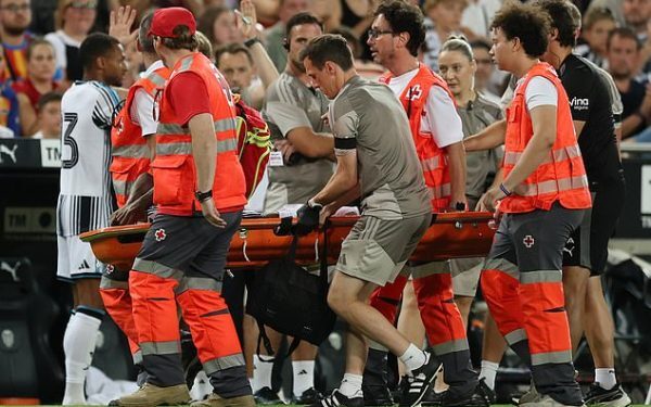 Newcastle winger Anthony Elanga was stretchered off following a horror challenge against Valencia on Saturday evening