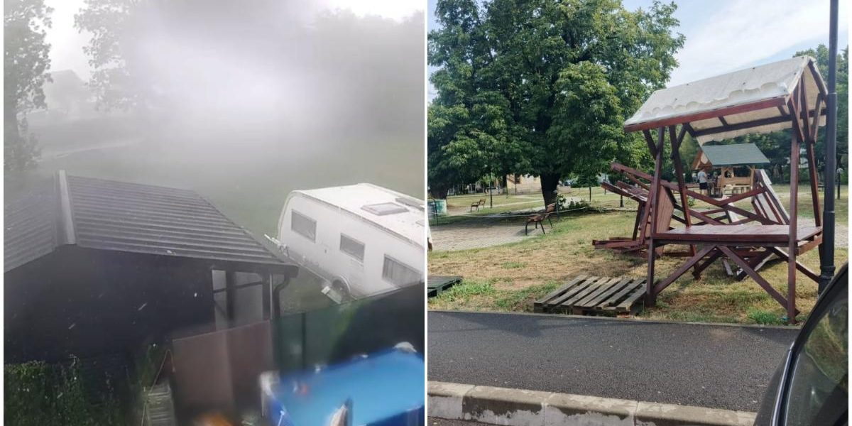 Maramureș, lovit de furtună: Copaci doborâți, tarabe luate pe sus