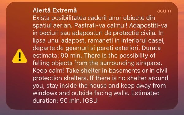 Tulcea sub RO-ALERT: al treilea mesaj în ore!