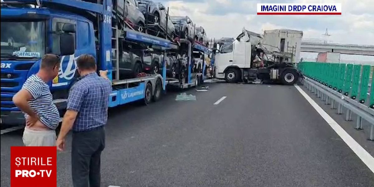 Două trailere pe drumul expres, explică dezastrul de pe A1