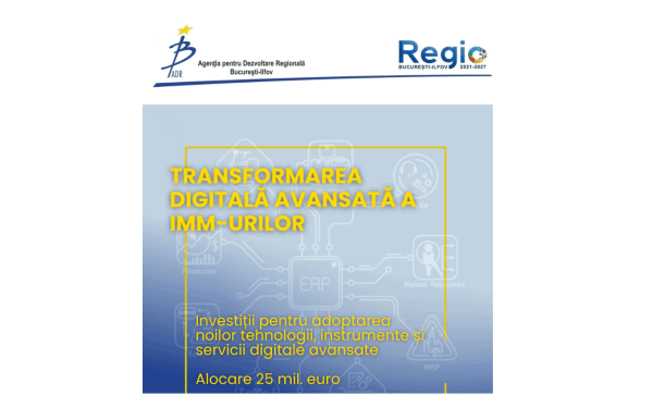 Granturi IMM 25 mil EUR: București, Ilfov pentru digitalizare avansată