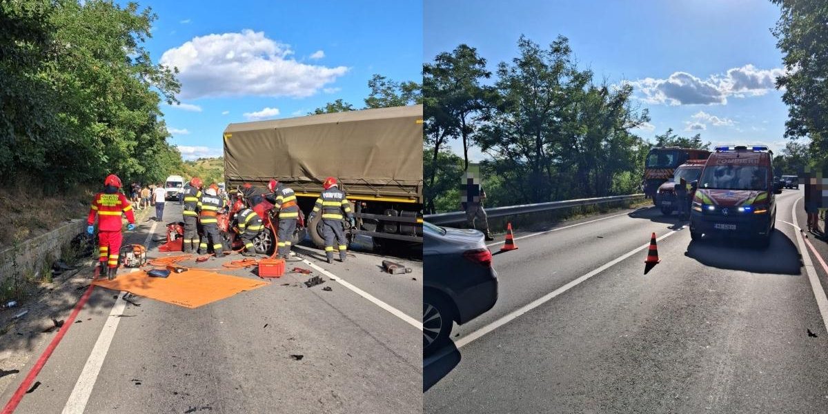 Carnagiu Mureș: 3 morți, 3 mașini și camion militar, elicopter SMURD intervine
