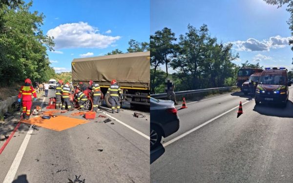Carnagiu Mureș: 3 morți, 3 mașini și camion militar, elicopter SMURD intervine