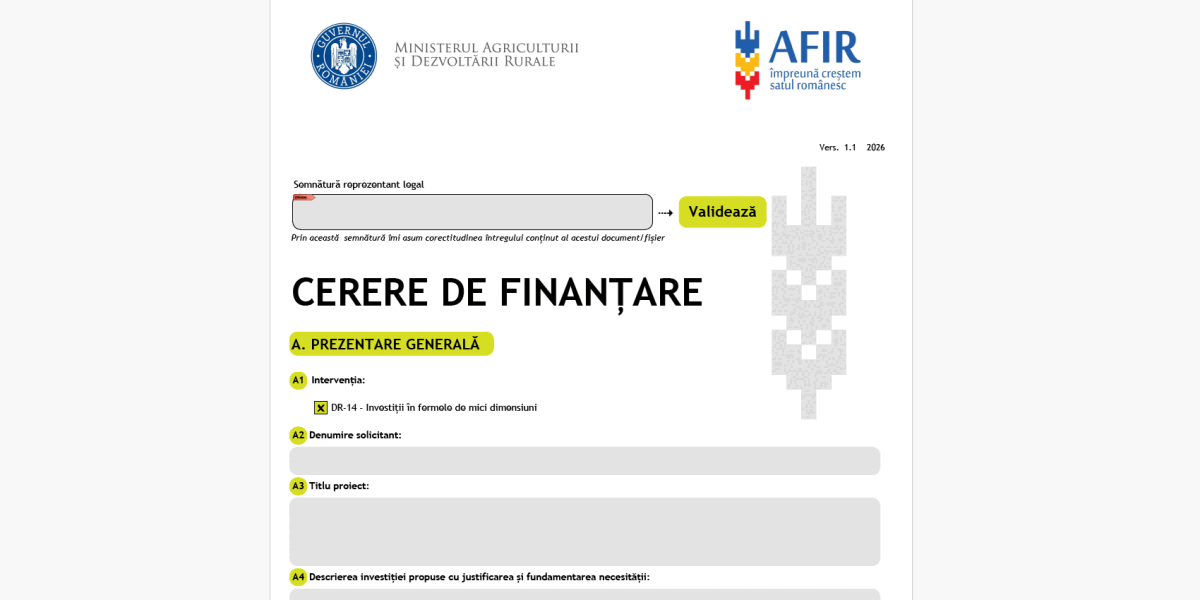 AFIR: Granturi de 50.000 EUR pentru ferme mici, cu ghid corectat