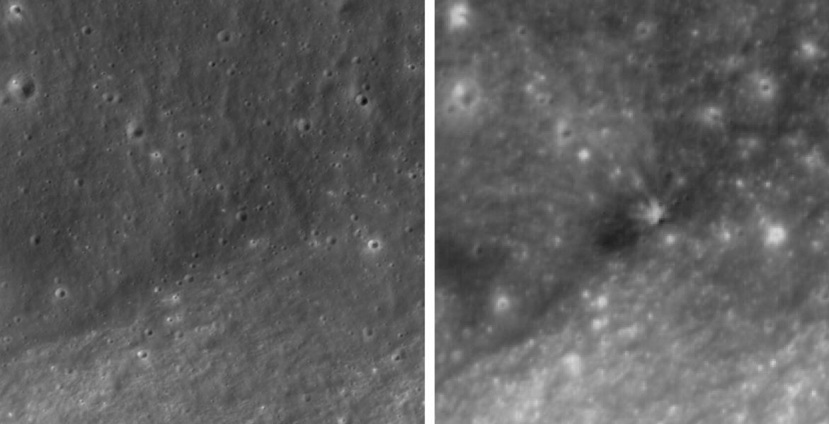 Nou crater pe Lună după impactul rachetei SpaceX