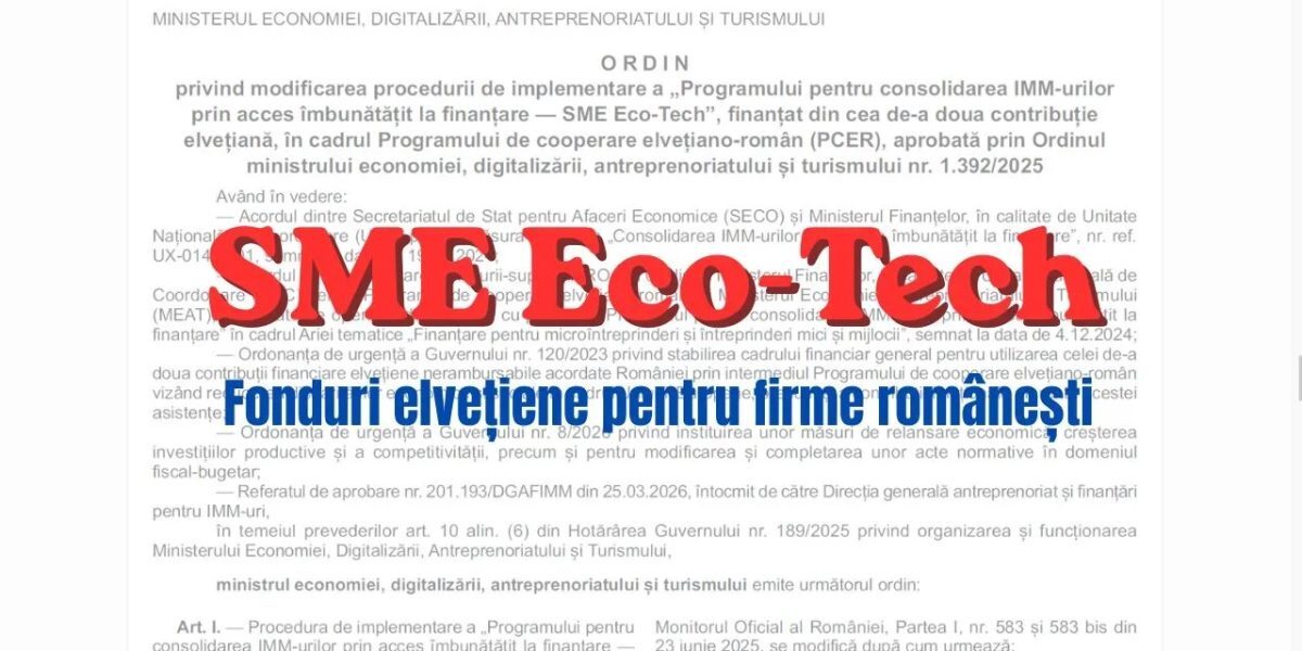 Fonduri Elvețiene: Încă o Ușurare pentru Firmele Micro pe SME Eco-Tech