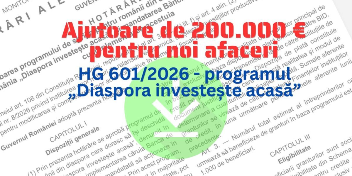 Diaspora Investește Acasă: 100 mil. EUR pentru firme noi în România