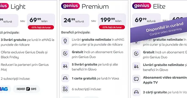eMAG Genius se scumpeste: noi planuri, prețuri de la 69 lei