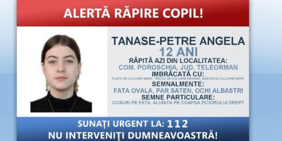 Răpire copil în Teleorman: Fată de 12 ani luată cu forța, un suspect identificat