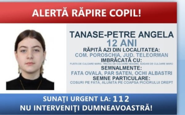 Răpire copil în Teleorman: Fată de 12 ani luată cu forța, un suspect identificat